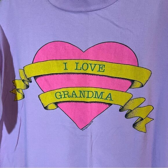 ✨ Vintage Single Stitch I Love Grandma Pink Lavender Shirt - Picture 2 of 9